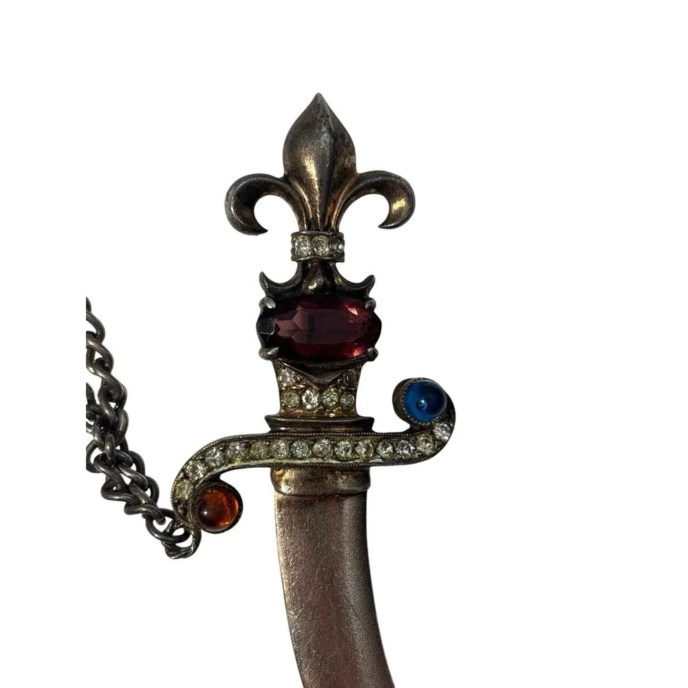 Vintage 1940s Urie Mandle Sterling Enamel‎ Dagger & Sheath Brooch Pin